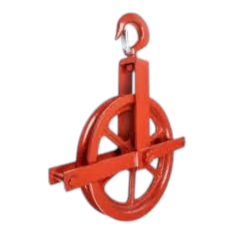 Přímo Od Výrobce Stavební kladka s hákem, 220 mm, pro lano/provaz do 22 mm, nosnost 450 kg, kuličkové ložisko, červená