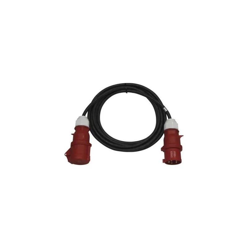 3 fázový venkovní prodlužovací kabel 10 m / 1 zásuvka / černý / guma / 400 V / 4 mm2 Aktuální