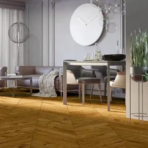 ?asově Omezené D?evěné podlahyBARLINEK Pure classico Chevron Dub honey 1WV000009